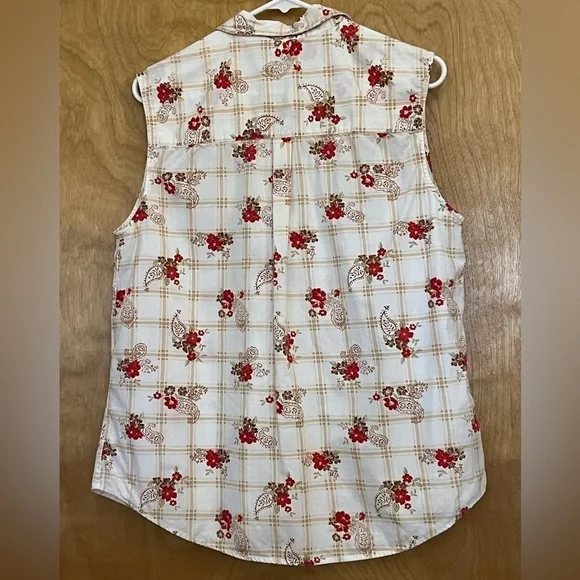 Classic Elements Floral Sleeveless Cotton Blouse XL - Picture 2 of 4